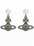 Planet Earrings w/ Pearl and Crystal Details