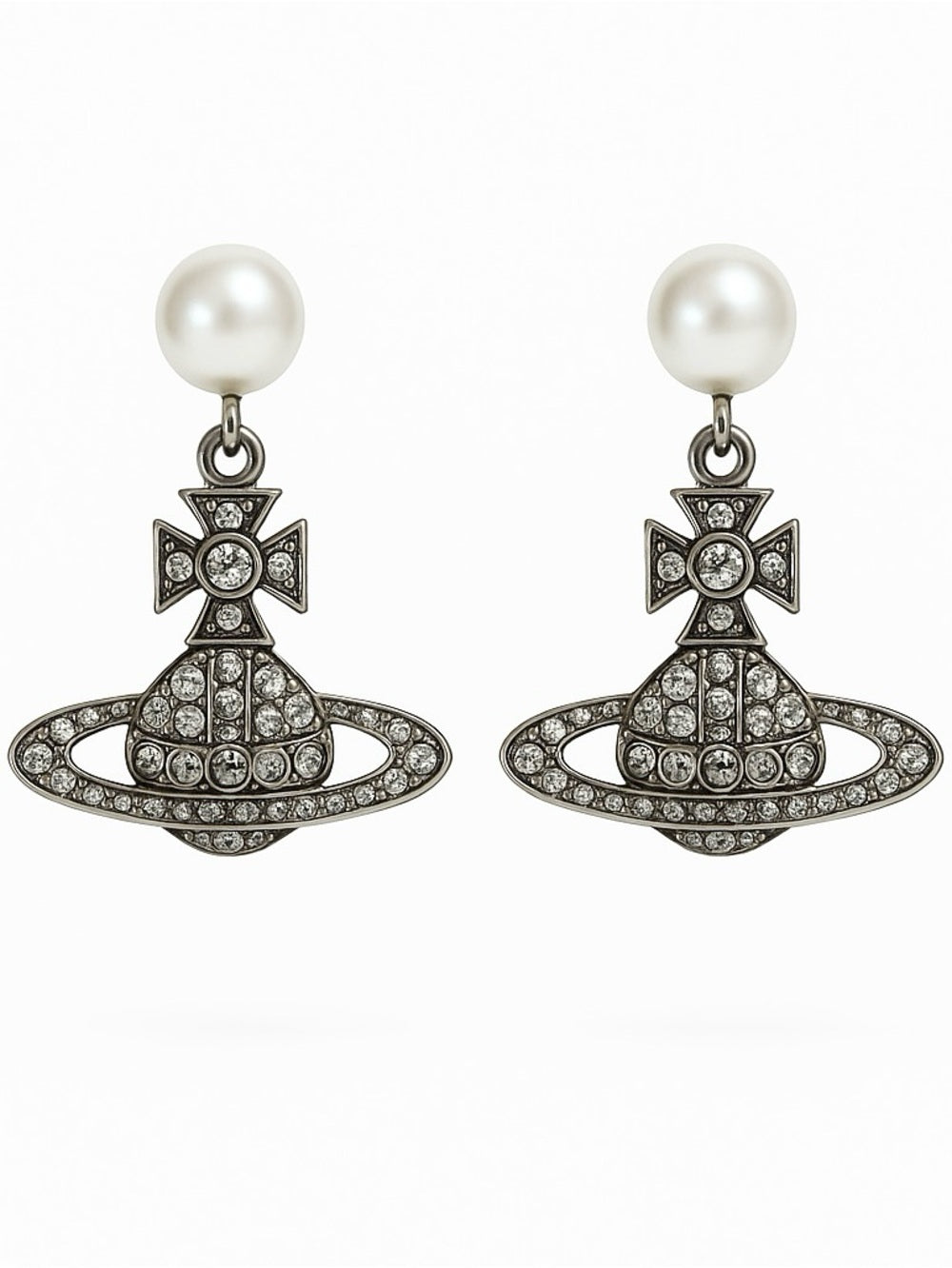 Planet Earrings w/ Pearl and Crystal Details