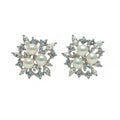 Pearl Cluster Earrings w/ Crystal Details