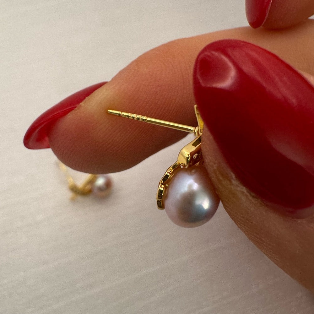 Pink Pearl Criss Cross Earrings
