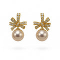 Ballet Bow Pink Pearl Earrings