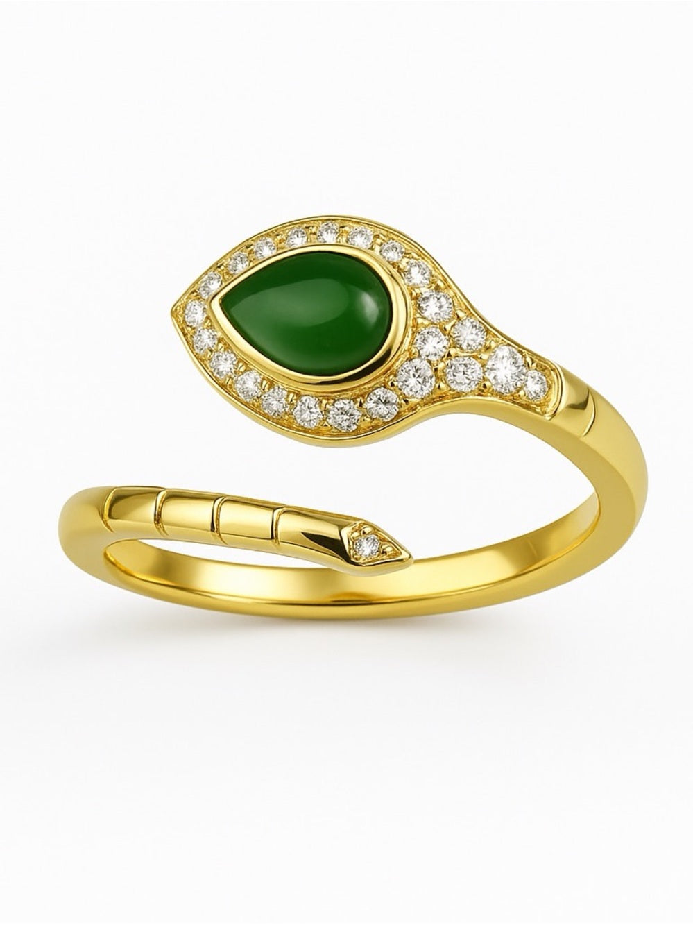 Jade Serpent Pavé Ring