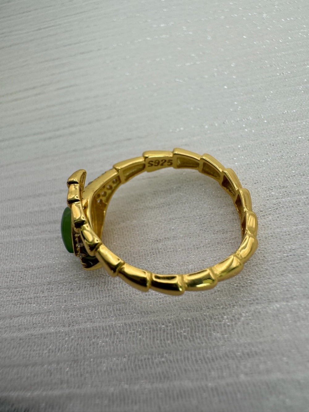 Jade Serpent Pavé Ring