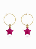 HP001 Gold Filled Pink Chalcedony Star Hoops