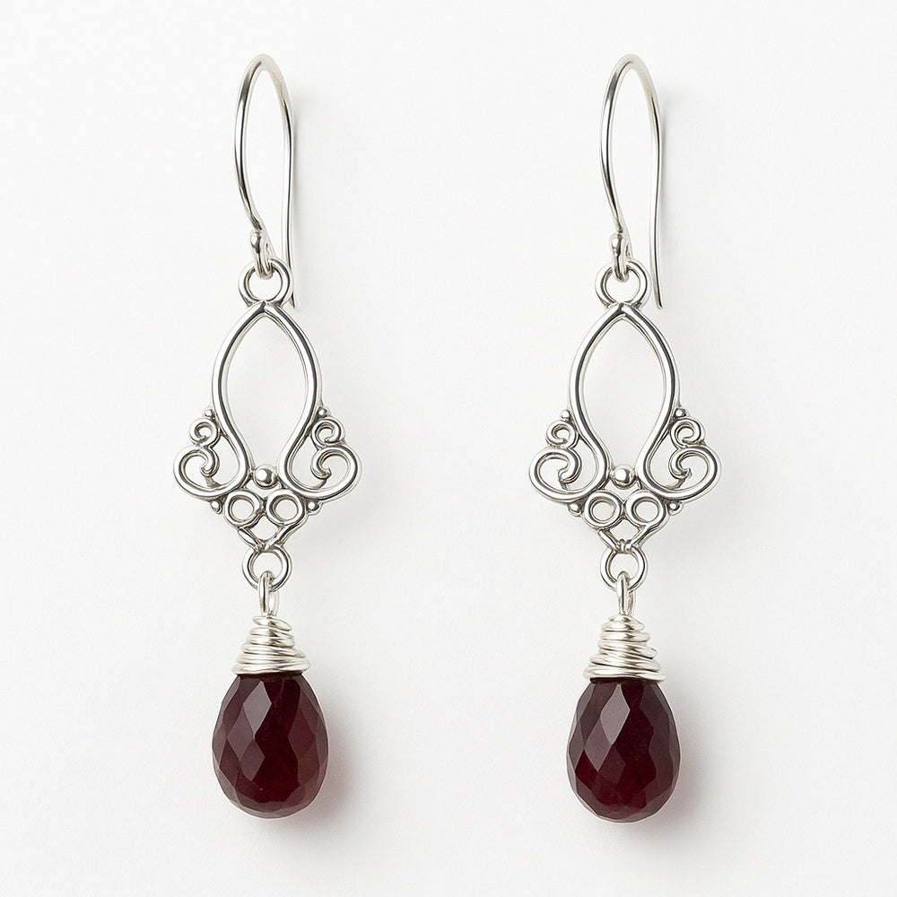 HK11206 Purple Tourmaline Dangle Earrings