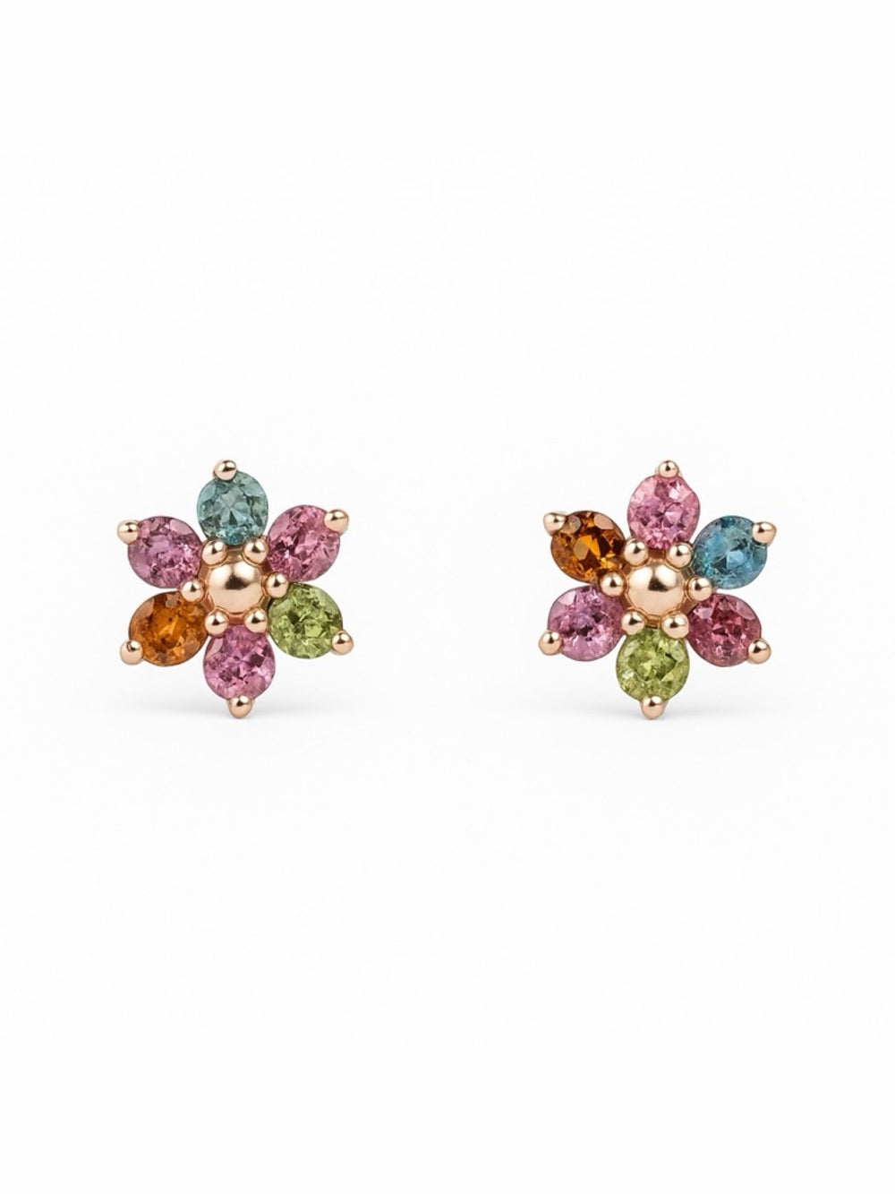 Rainbow Tourmaline Bloom Stud Earrings