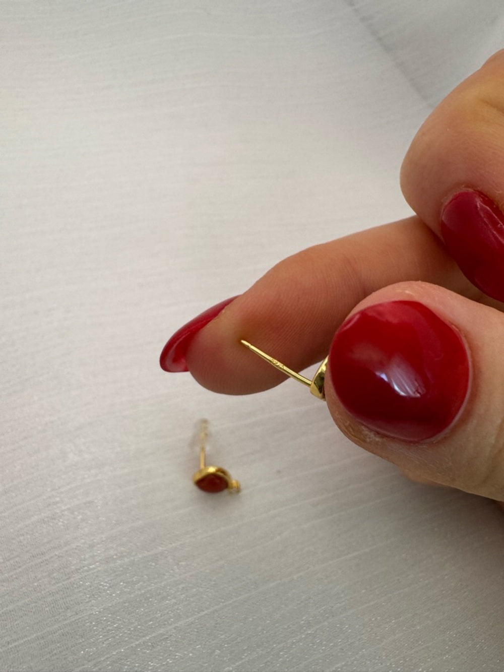Crystal Carnelian Heart Stud Earrings