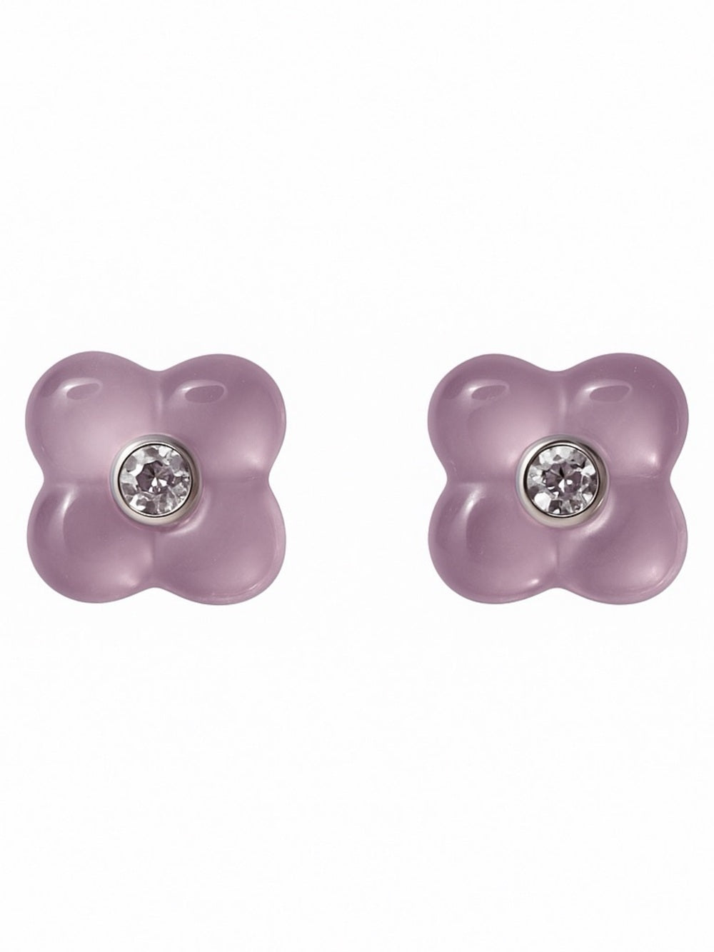 Lavender Quartz Flower Stud Earrings