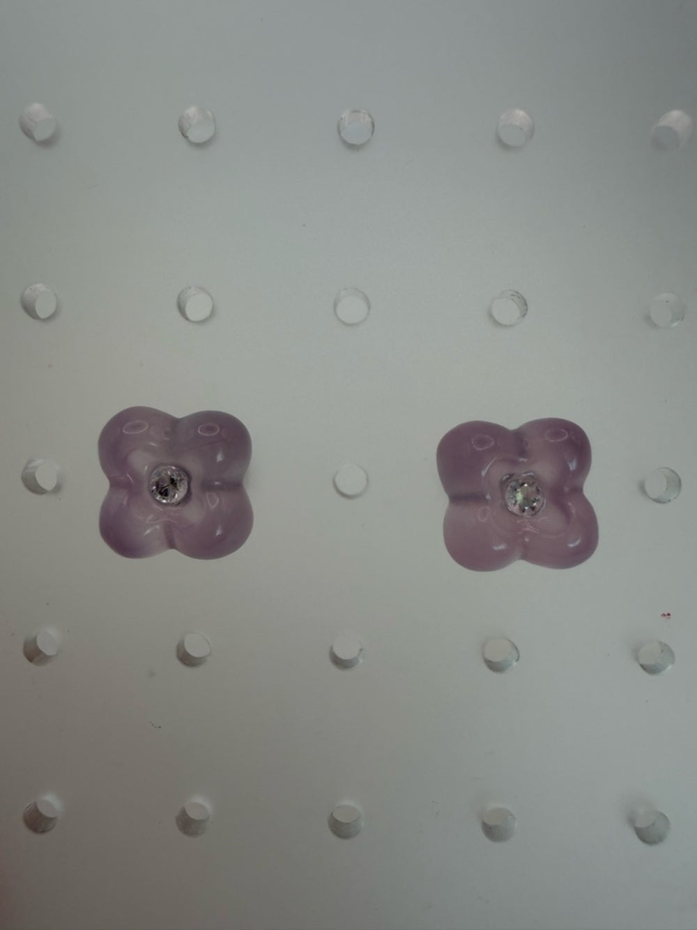 Lavender Quartz Flower Stud Earrings