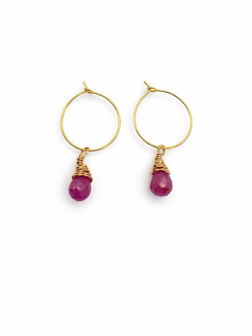 HP213 Pink Sapphire Hoop Earrings