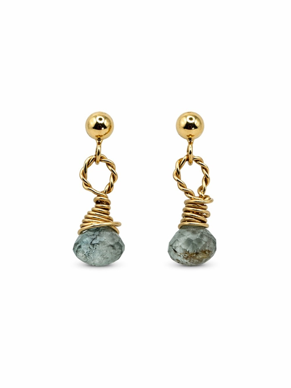 P290 Moss Aquamarine Stud Earrings