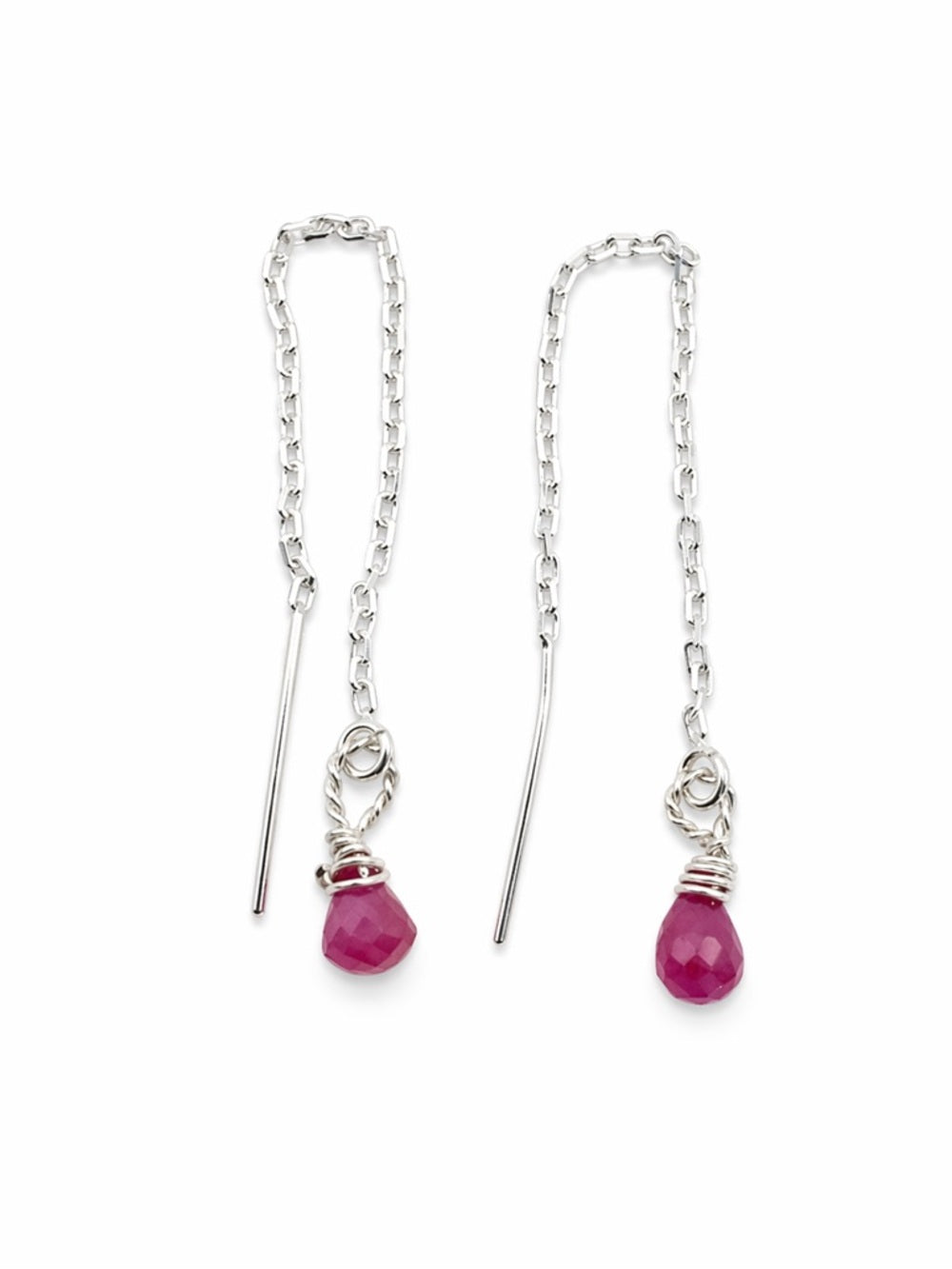 TH233 Pink Sapphire Threader Earrings