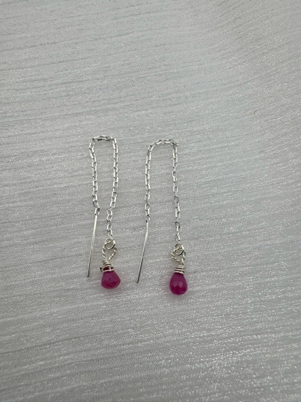 TH233 Pink Sapphire Threader Earrings
