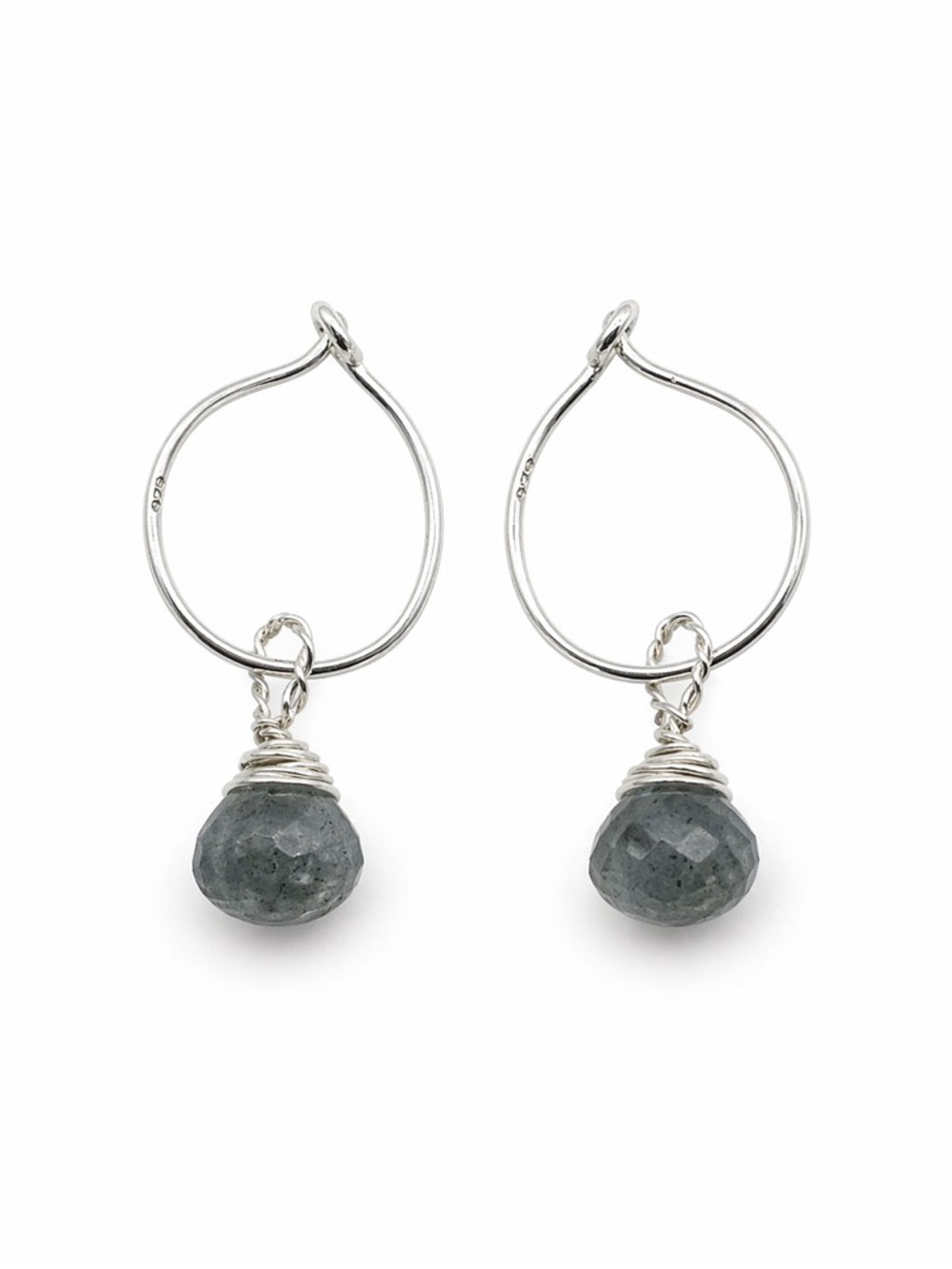 HP319 Moss Aquamarine Hoop Earrings