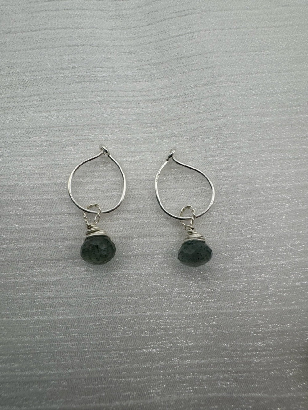 HP319 Moss Aquamarine Hoop Earrings