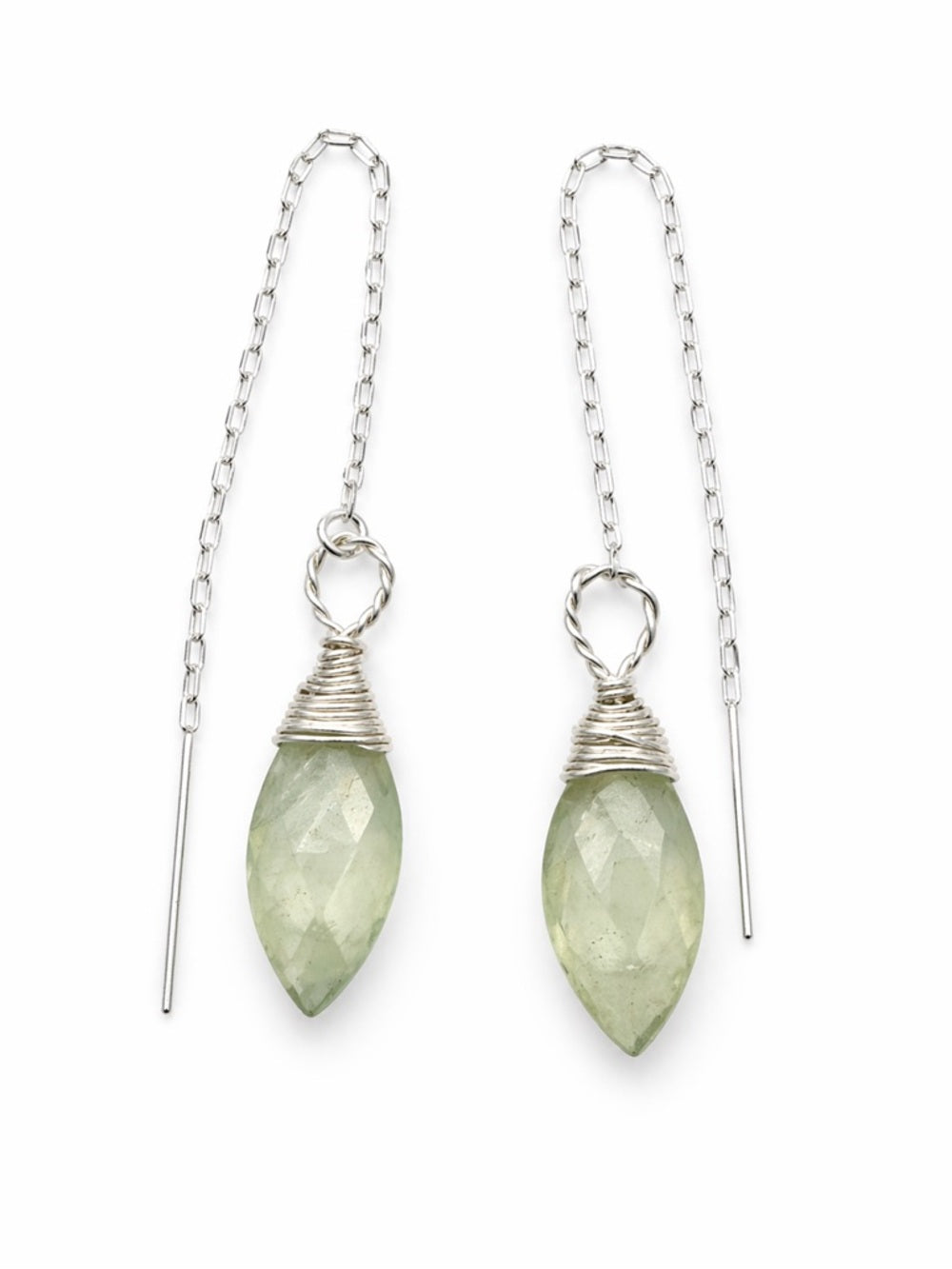 TH240 Prehnite Threader Earrings