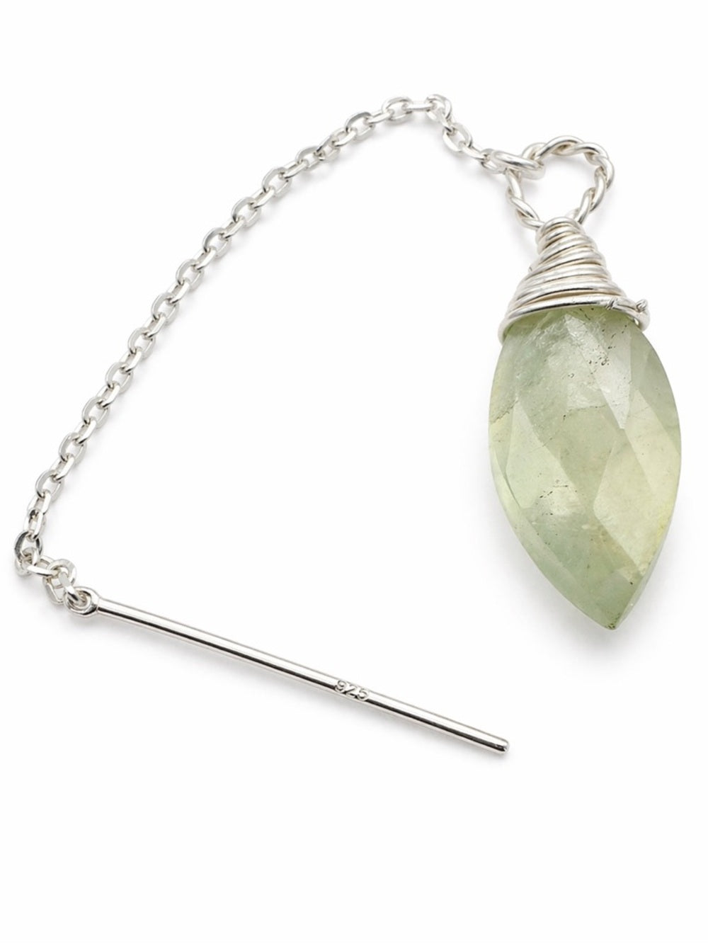 TH240 Prehnite Threader Earrings