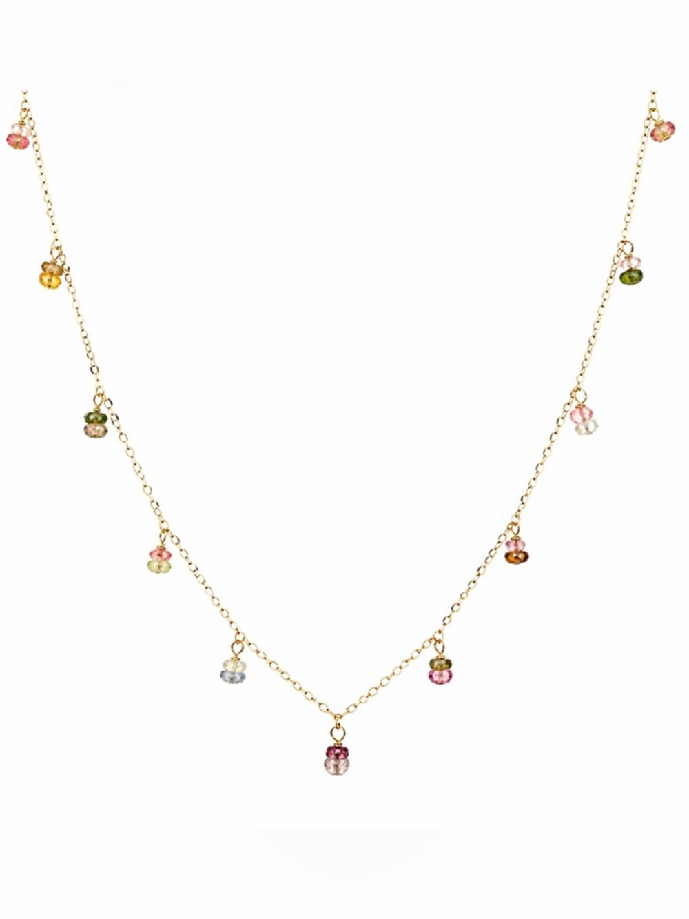 N316 Rainbow Tourmaline Bead Necklace