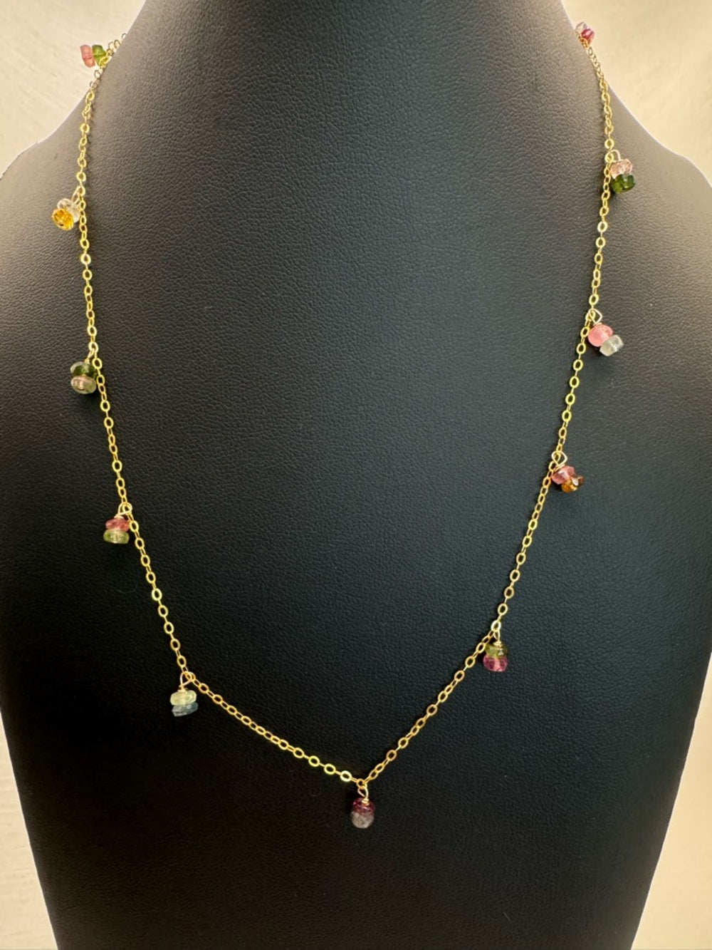 N316 Rainbow Tourmaline Bead Necklace