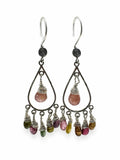 HK963 Rainbow Tourmaline Chandelier Hook Earrings