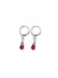 HG209 Pink Sapphire Dangle Huggies