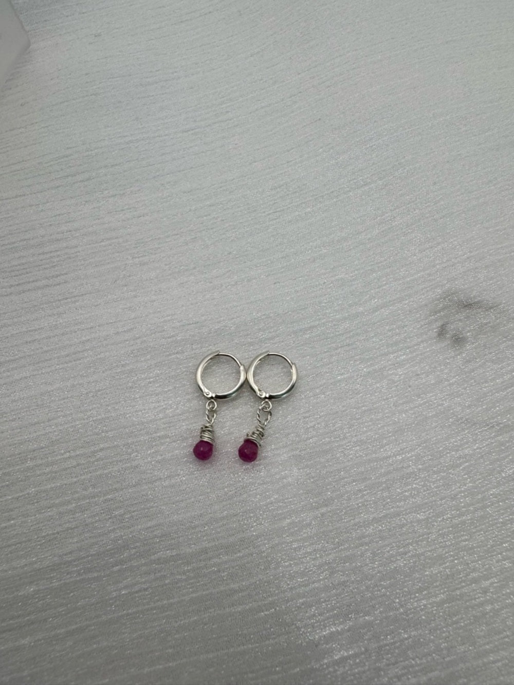 HG209 Pink Sapphire Dangle Huggies
