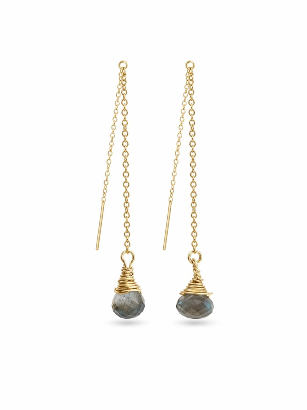 TH290 Moss Aquamarine Threader Earrings