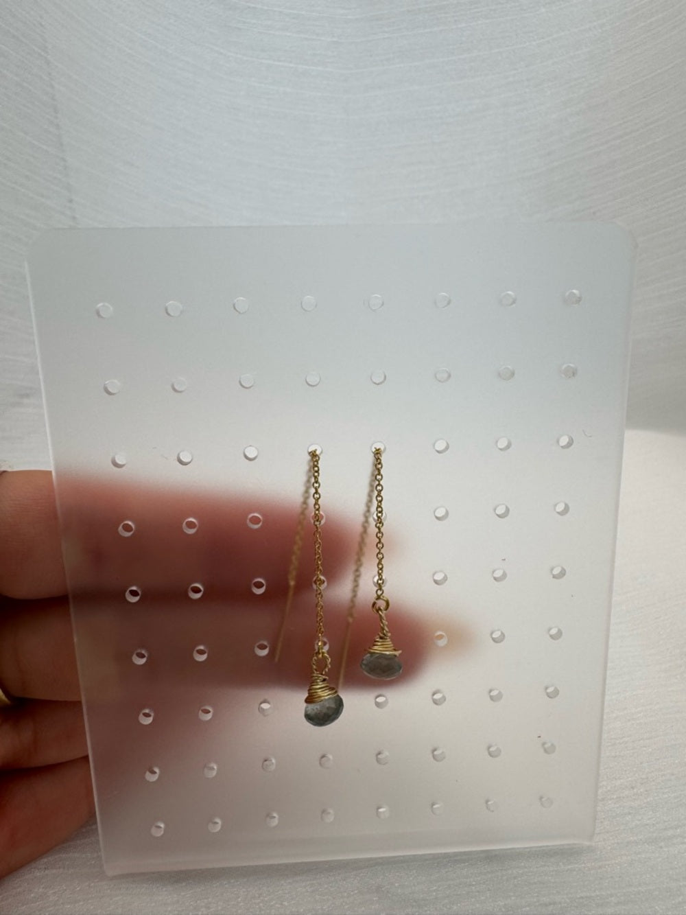TH290 Moss Aquamarine Threader Earrings
