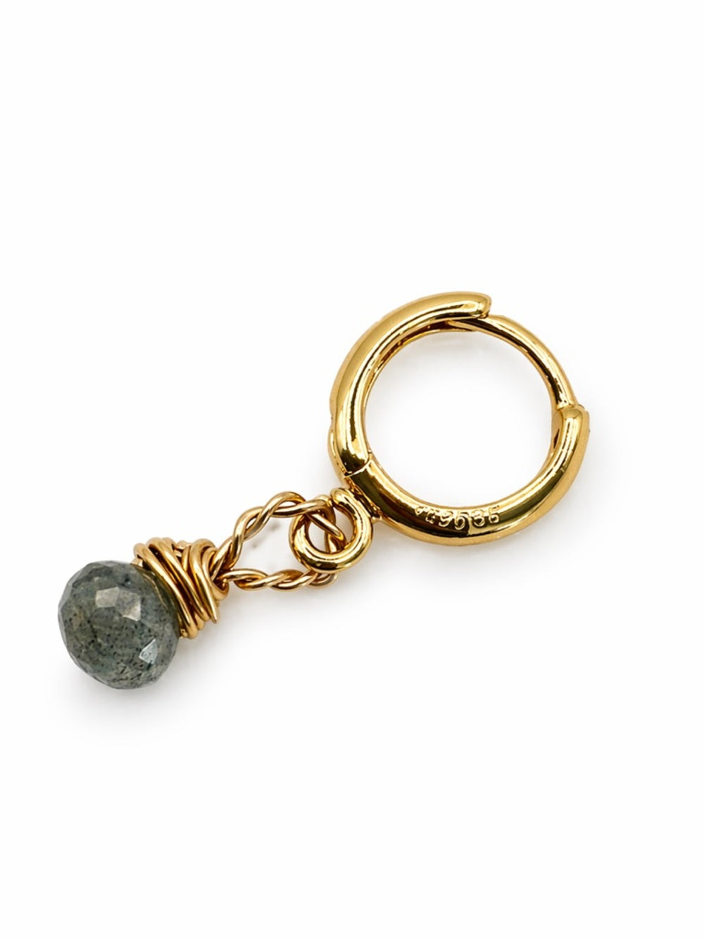 HG307 Moss Aquamarine Huggie Earrings