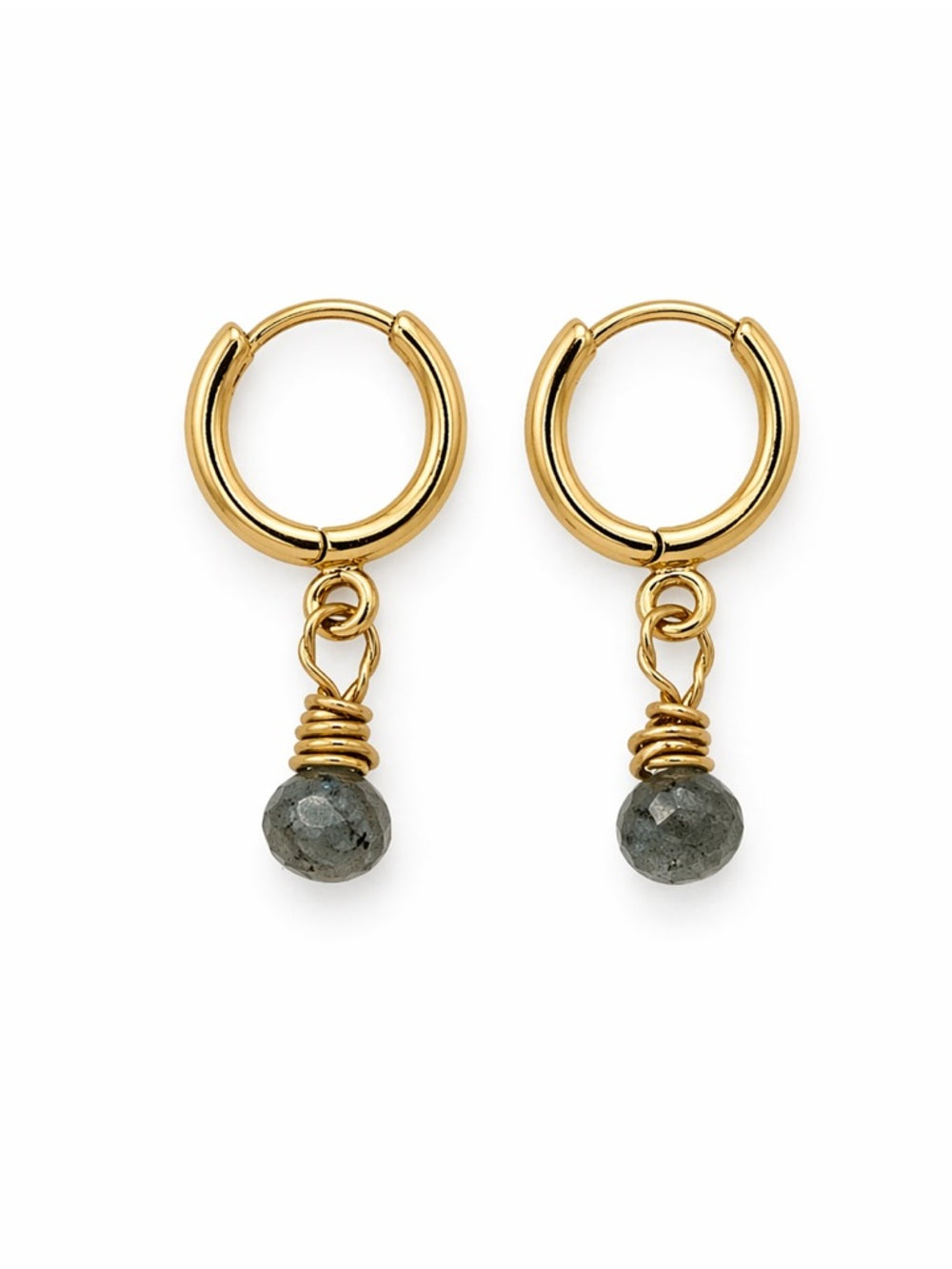 HG307 Moss Aquamarine Huggie Earrings