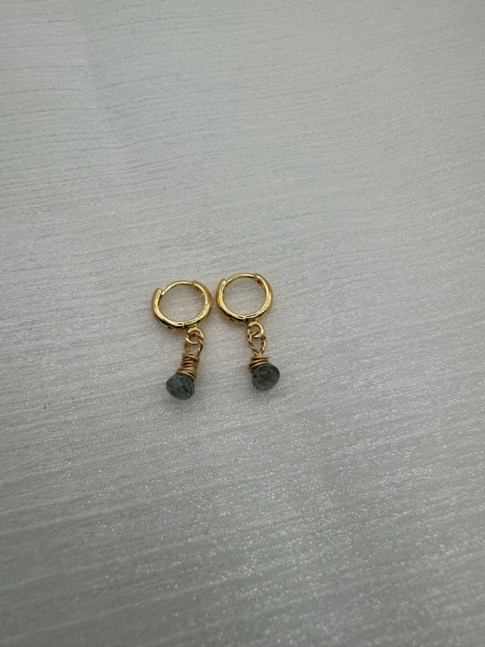 HG307 Moss Aquamarine Huggie Earrings