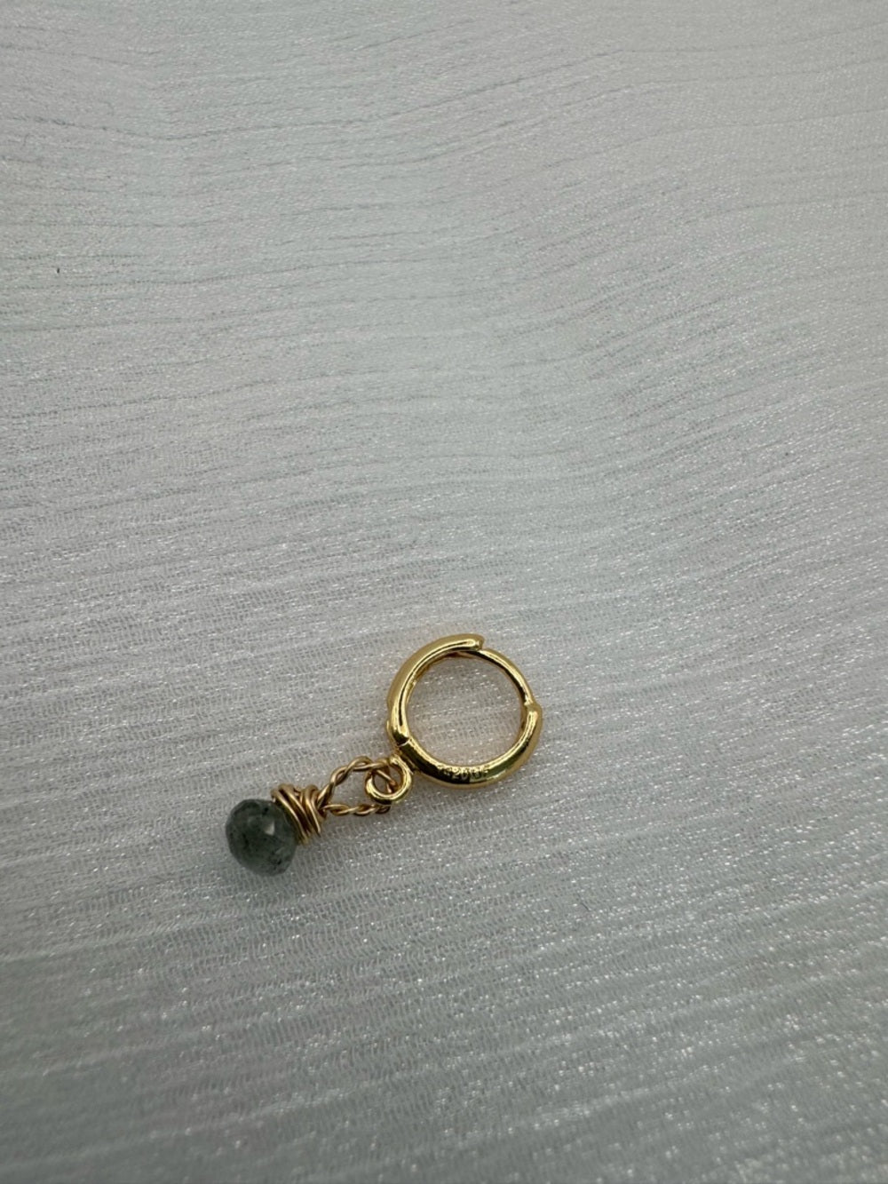 HG307 Moss Aquamarine Huggie Earrings