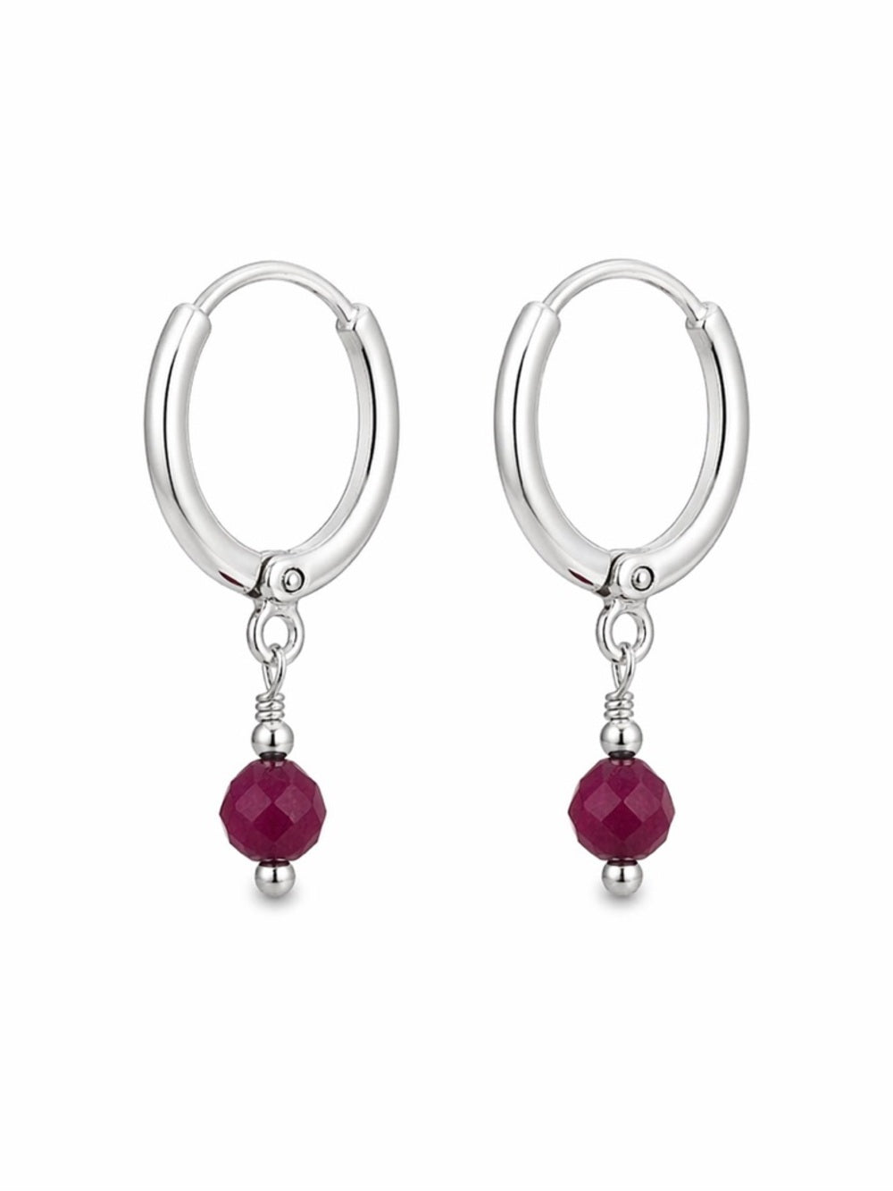 HG904 Ruby Dangle Huggie Earrings