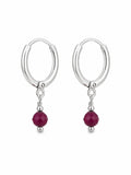 HG904 Ruby Dangle Huggie Earrings