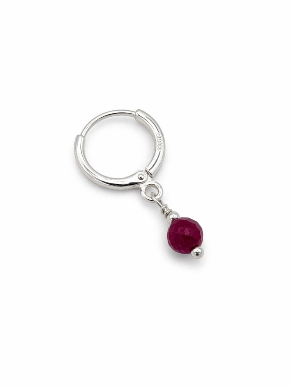 HG904 Ruby Dangle Huggie Earrings