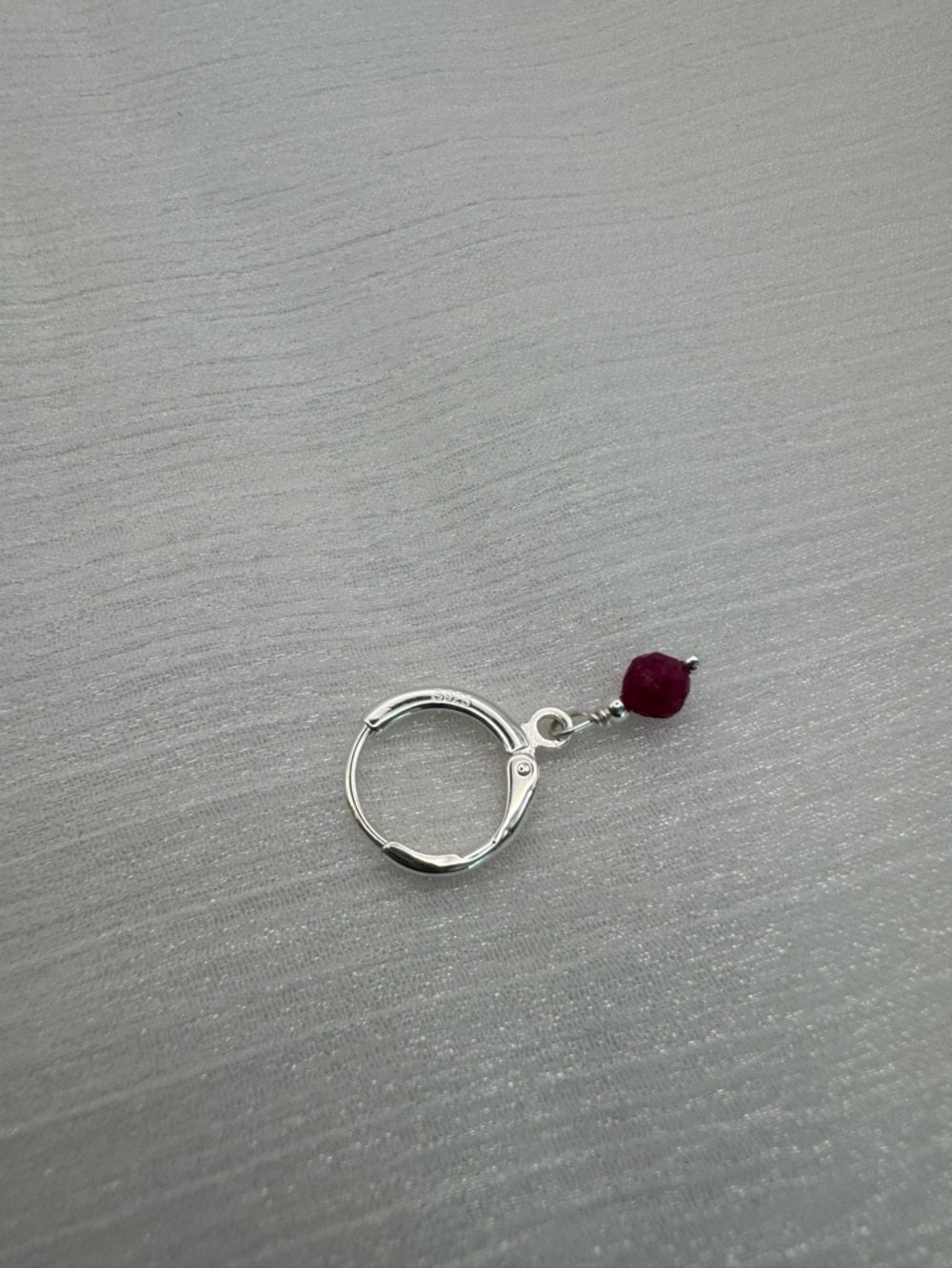 HG904 Ruby Dangle Huggie Earrings