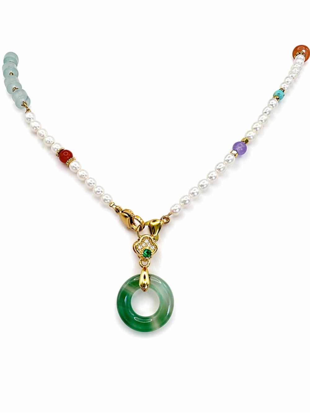 Freshwater Pearl and Jade Necklace