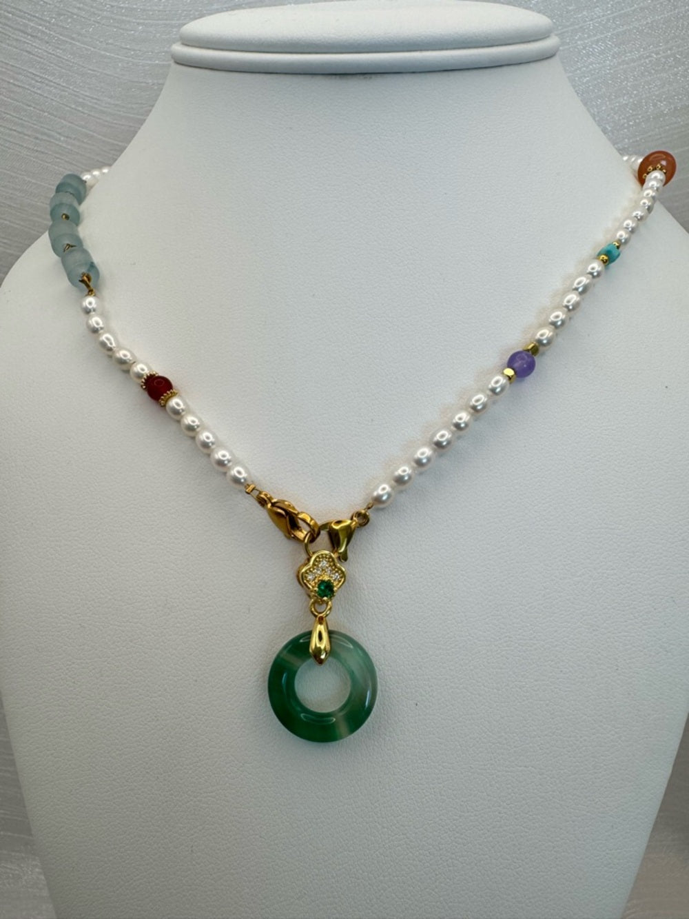 Freshwater Pearl and Jade Necklace