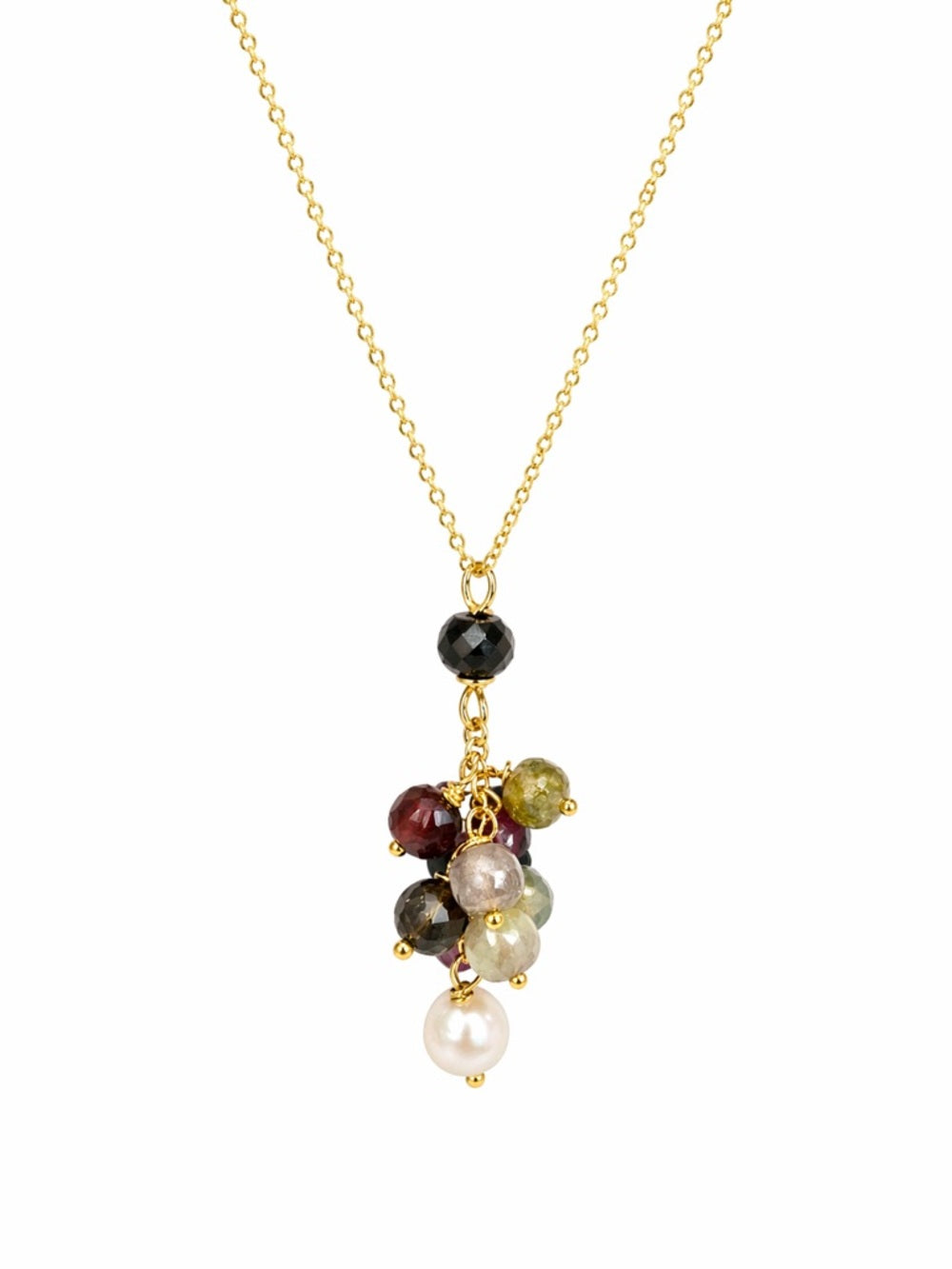 N7000 Rainbow Tourmaline and Freshwater Pearl Necklace