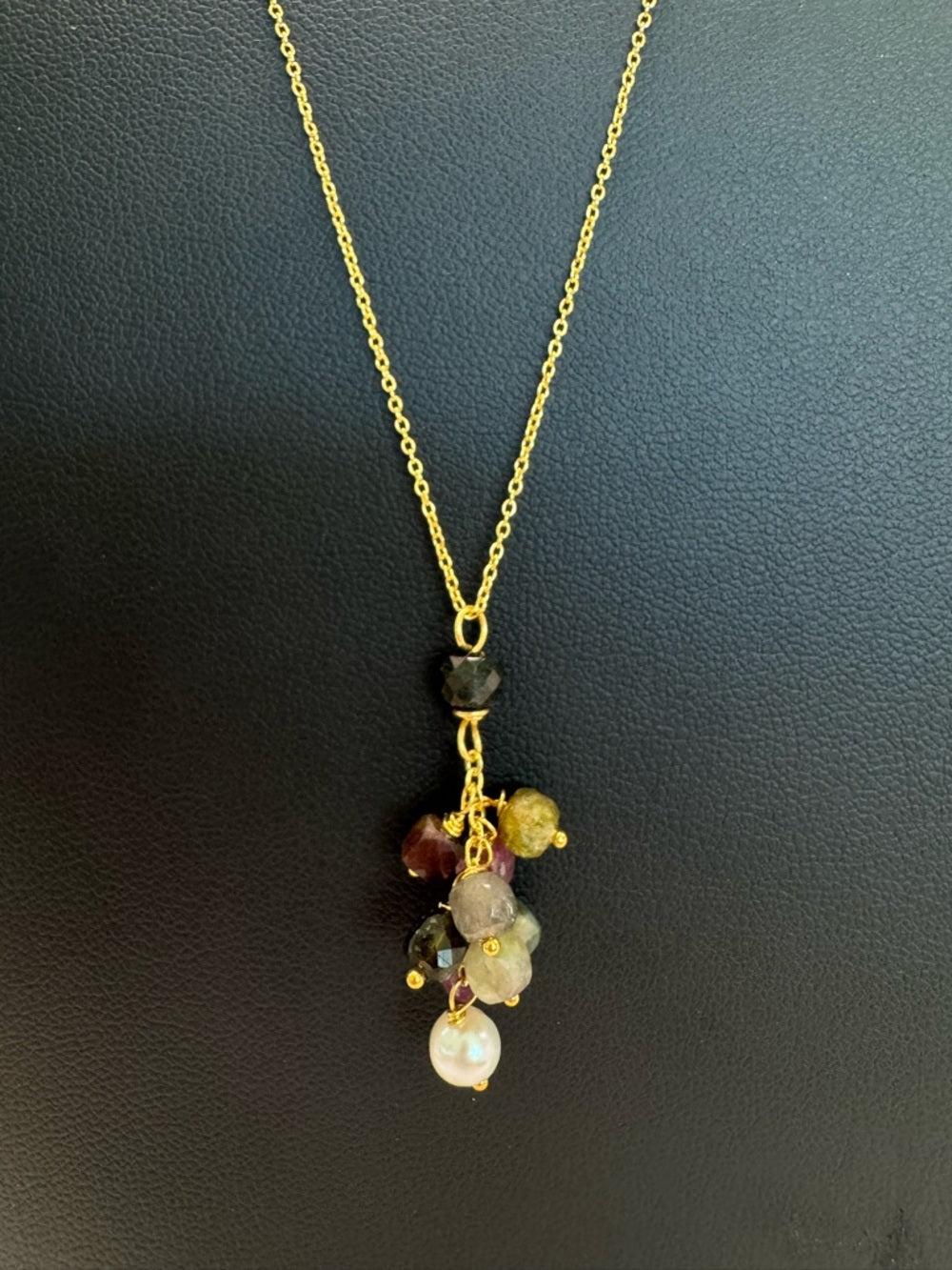 N7000 Rainbow Tourmaline and Freshwater Pearl Necklace