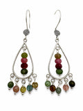 HK022 Chandelier Hook Rainbow Tourmaline Earrings