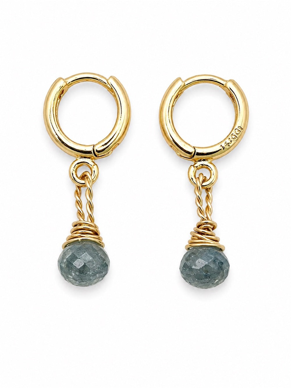 H6032 Gold Filled Moss Aquamarine Huggies