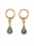 H6032 Gold Filled Moss Aquamarine Huggies