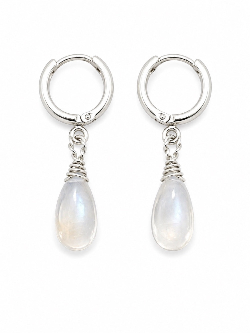 H6050 Sterling Silver Moonstone Huggies