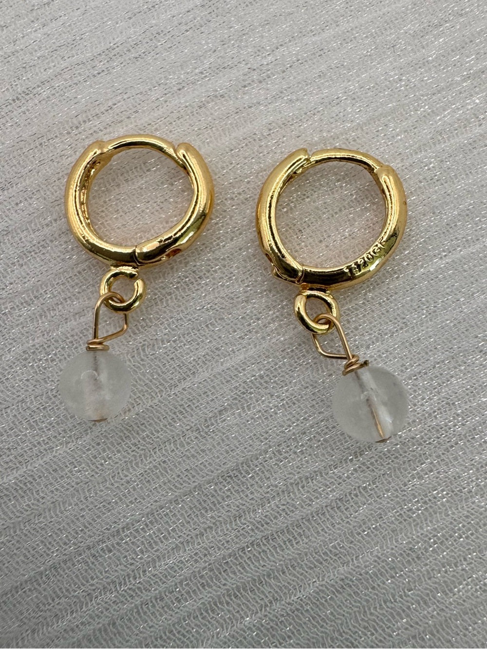 H6037 Gold Filled Moonstone Huggies