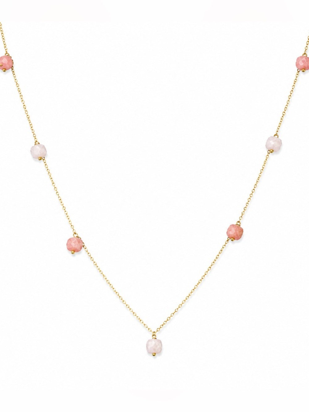 N052 Pink Opal Gold Necklace