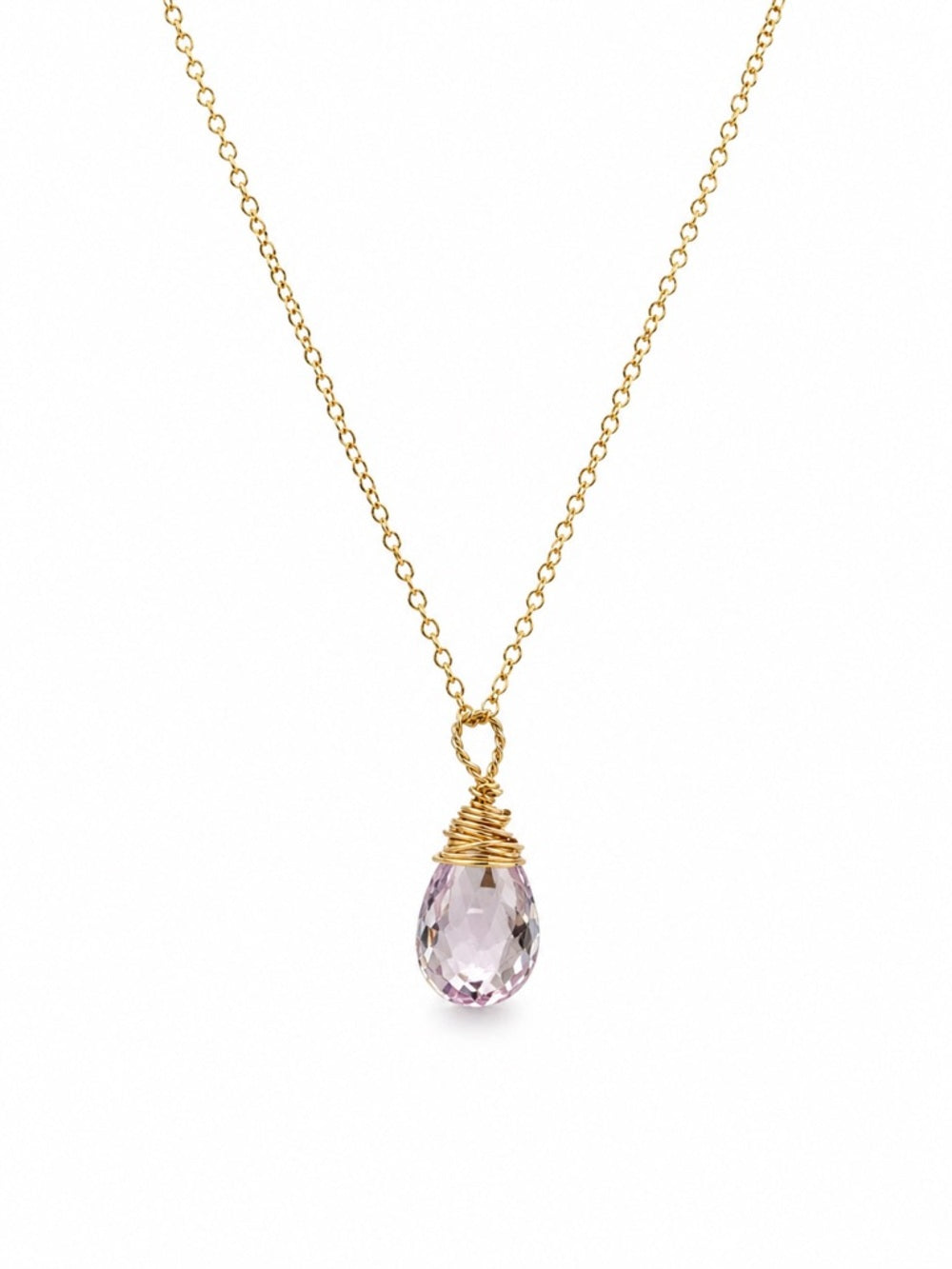N355 Lavender Quartz Gold Necklace