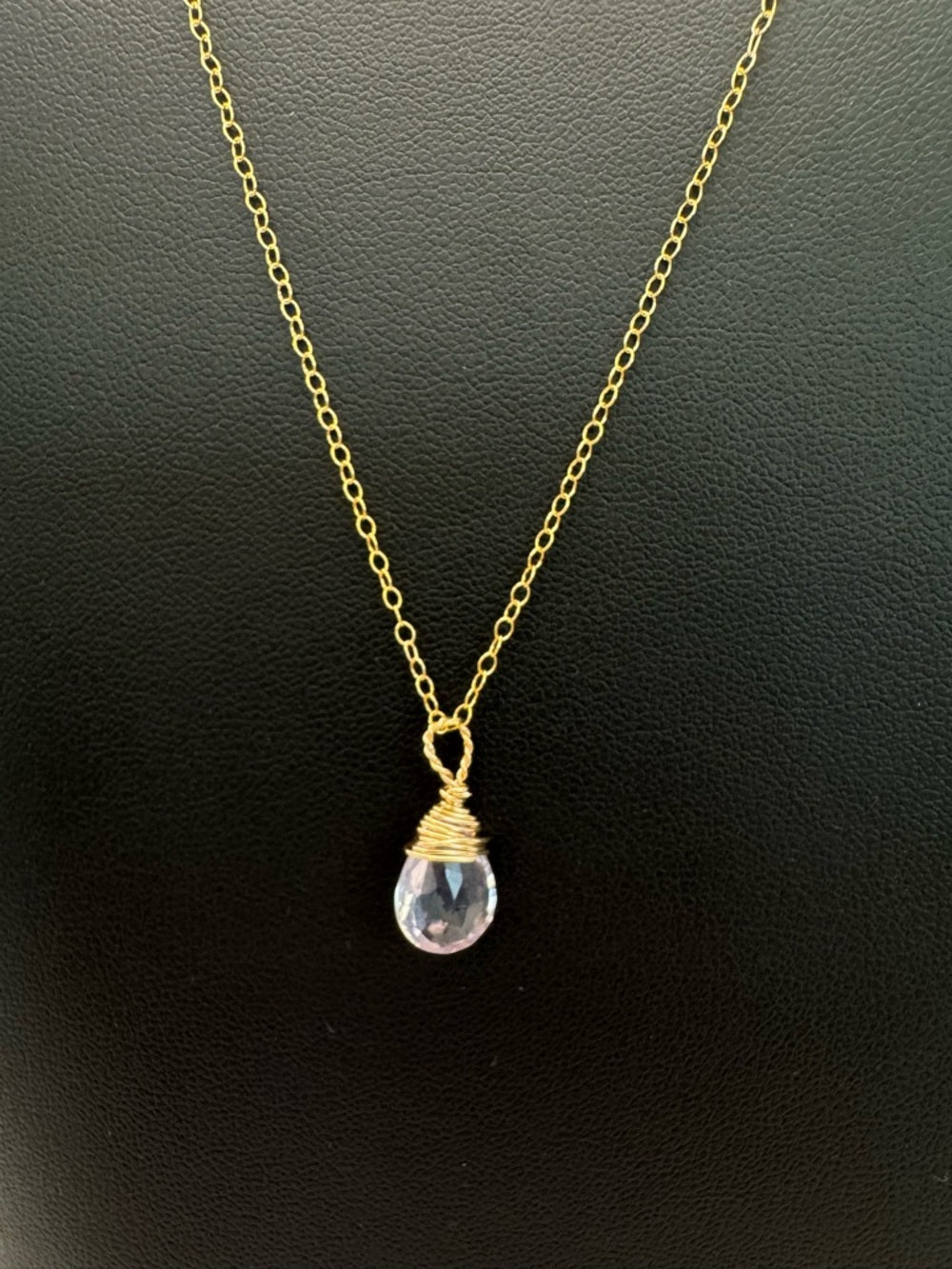 N355 Lavender Quartz Gold Necklace