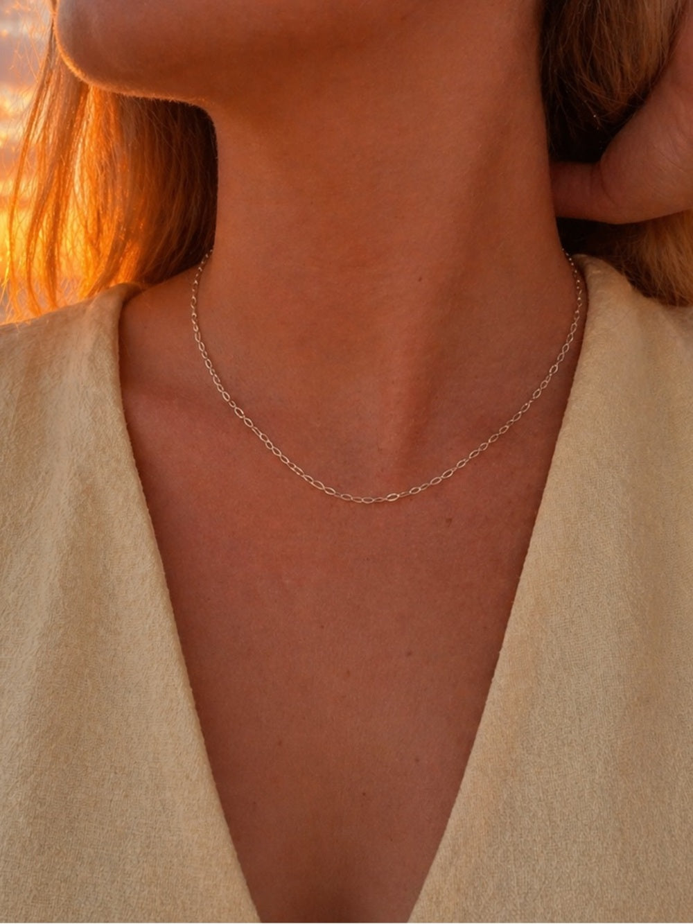 2.8mm Silver Hammered Oval Custom Necklace