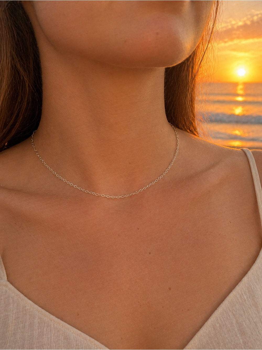 1.8mm Silver Oval Twist Chain Custom Necklace